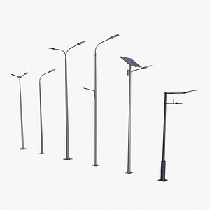 Modern Street Lighting Pole Pack with 6 Unique Designs
