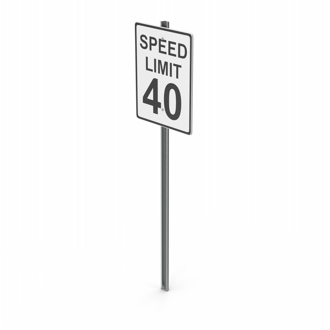 Speed Limit 40 Road Sign 3D model TurboSquid 2045596
