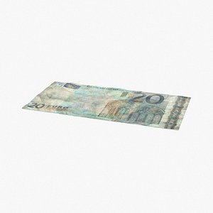 3d 20 euro bill distressed model