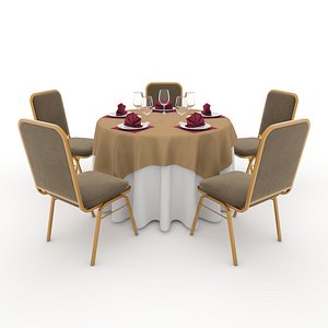 Banquet Table and Chair 07 3D model