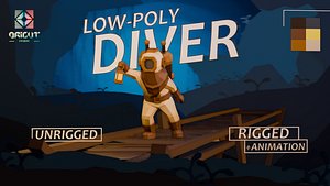 RIGGED  ANIM VERSION LOW-POLY DIVER 3D model