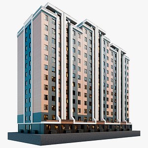 Exterior Apartment Building 12 Floors 3D model