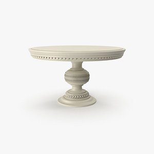 Beige Paint Wood Round Table 3D model