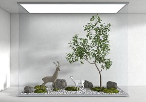 3D model Deer and Tree Sculpture 3D model