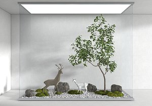 Deer and Tree Sculpture 3D model