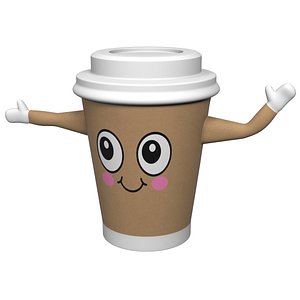 Coffee Cup Mister Cartoon Character 3D model
