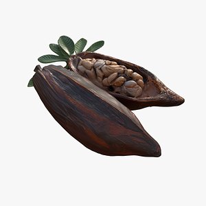Cocoa Fruits Beans Set Low-poly 3D model