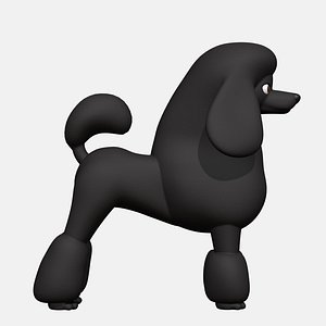 3D model Black poodle dog