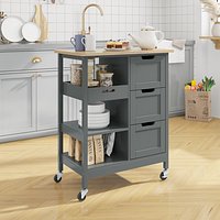 Contemporary Bright Kitchen Scene Grey Mobile Storage Trolley