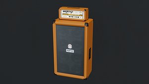 3D Orange guitar amp head and cab