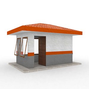 3D Low poly empty security pos building