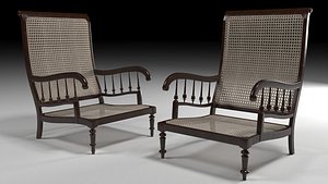 3D Vintage Indian wooden chair