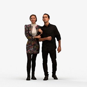 00531CarlosEva003 - Adult Caucasian couple bonding in public space wearing transitional seasonal clo 3D