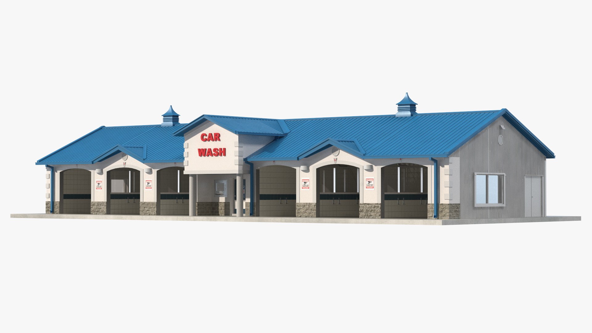 Classic Car Wash Building 3D model preview