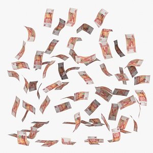 Russia 5000 Rubles Falling Notes Flow 3D