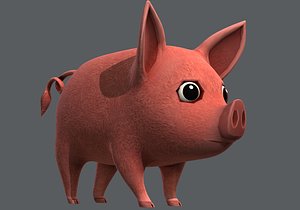 3D pig cartoon v02 animal