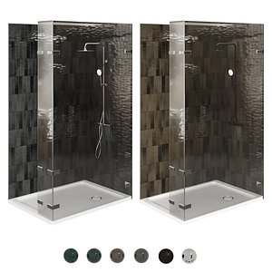 Shower cabin with tropical shower Marazzi tiles 3D model
