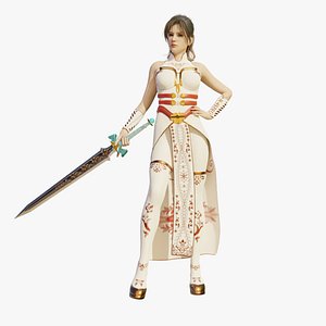 Female Warrior - Fantasy 3D game character model
