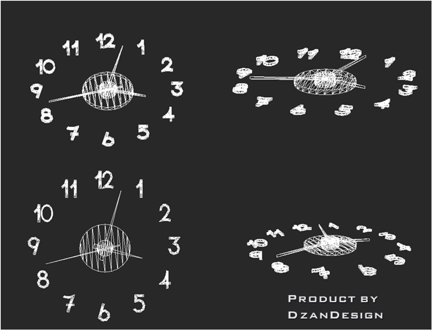 Free 3D Wall Clock Number Model TurboSquid 1328678