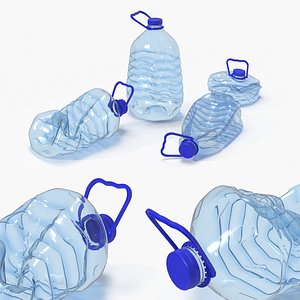 3D Crushed Plastic Water Bottle 5 Liter Set Blue