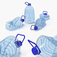 Crushed Plastic Water Bottle 5 Liter Set Blue