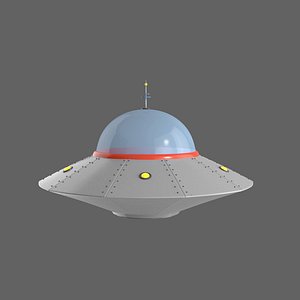 Flying saucer UFO cartoon High and Low Poly