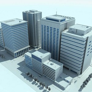 city cityscape 2 blocks 3d model