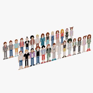 3D model Pixel People Bundle