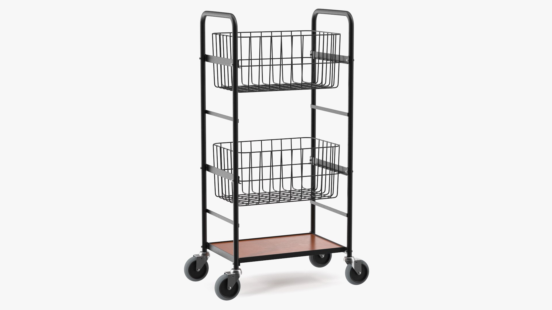 Wire Basket Trolley Black 3D model preview