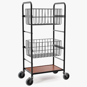 3D Wire Basket Trolley Black