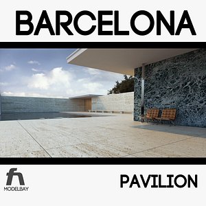 3d barcelona pavilion mies van model
