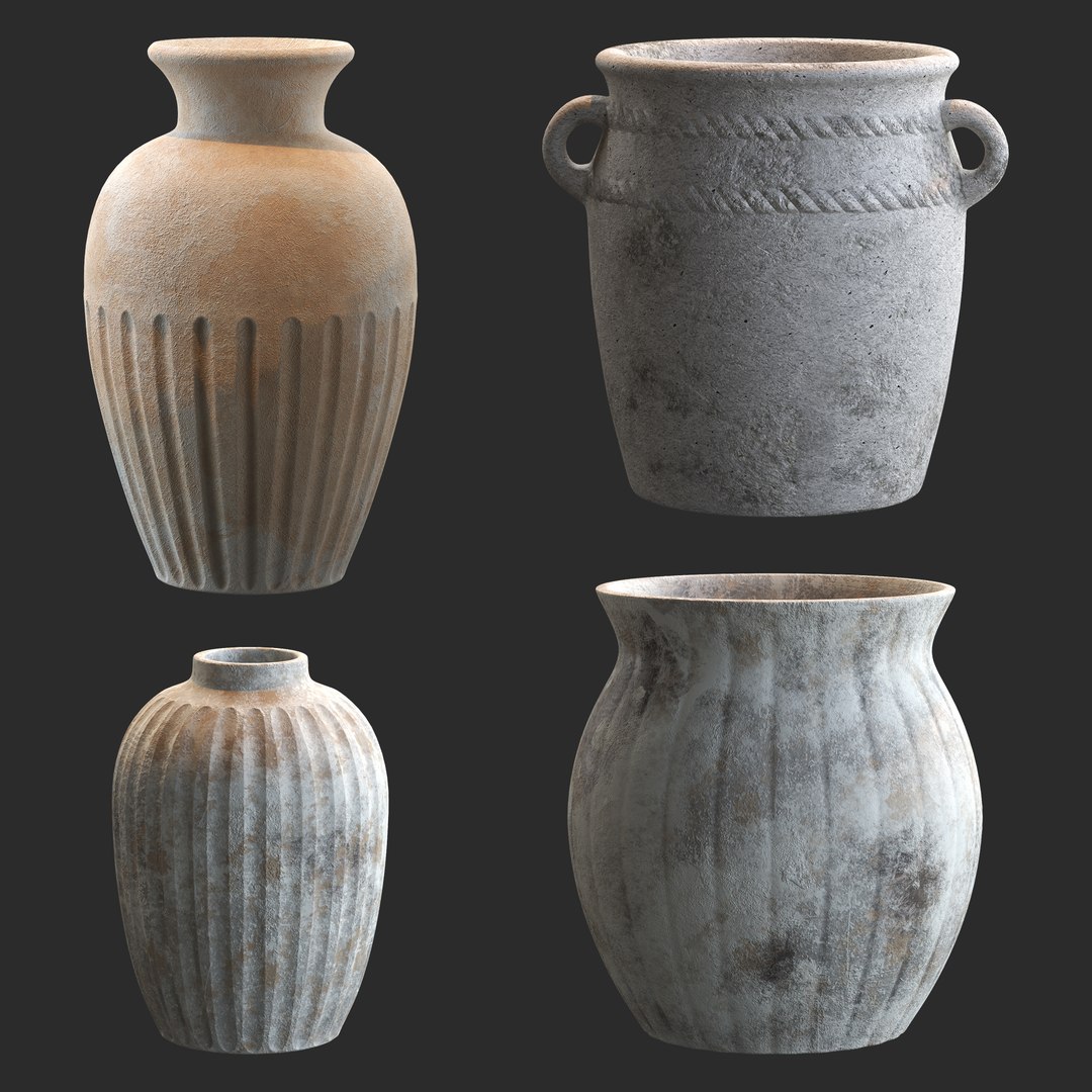3D Artisan Clay Vases Set 6 - TurboSquid 2292471