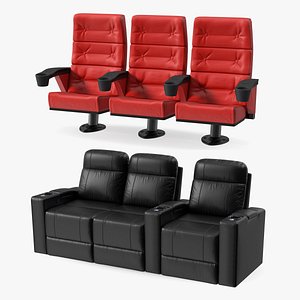 Leather Cinema Chairs Collection 3D model