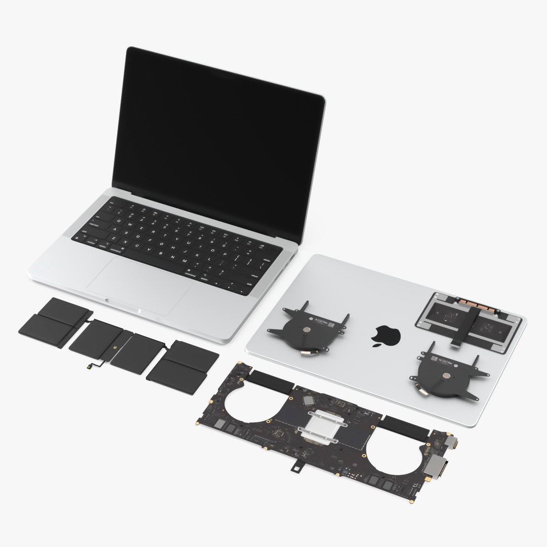 Laptop with Detailed Inner Structure 3D model preview