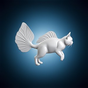 3D Underwater Aquatic Cat 3D Print Model