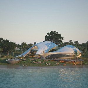Organic beach villa house vray 3ds max