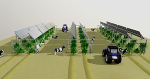 Lowpoly Agricultural Solar Energy Tracker Systems 3D model