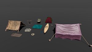 3D Wilderness Camp Essentials A Modular Outdoor Survival and Recreation Set model