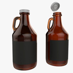3D Growler Beer Bottle 32oz 1L Low High Poly