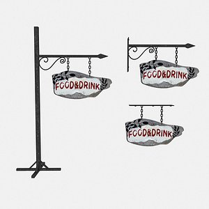 old wooden food drink 3D model