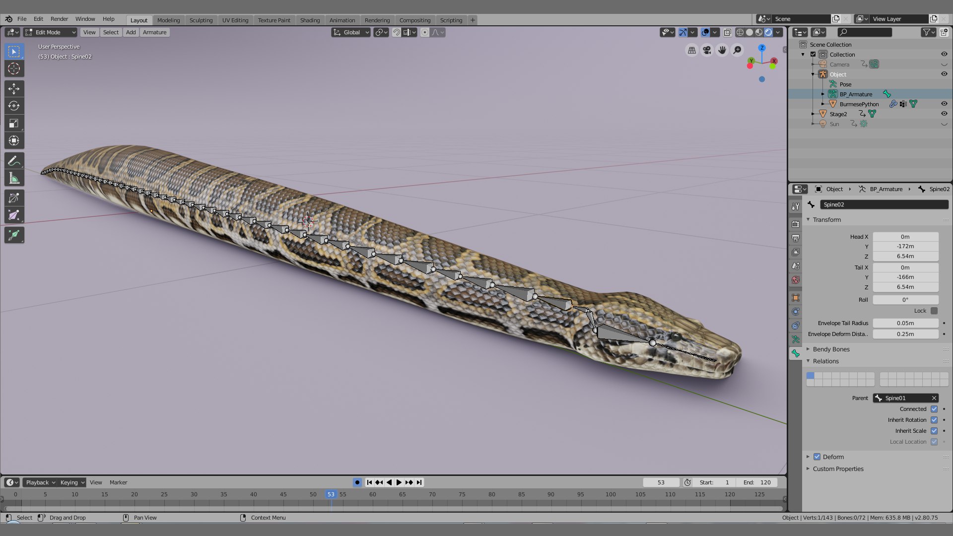 Burmese python animation 3D model - TurboSquid 1264730