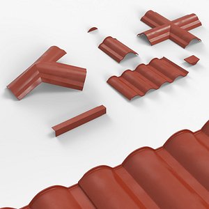 3D Tile Roof Components Set Plastic model