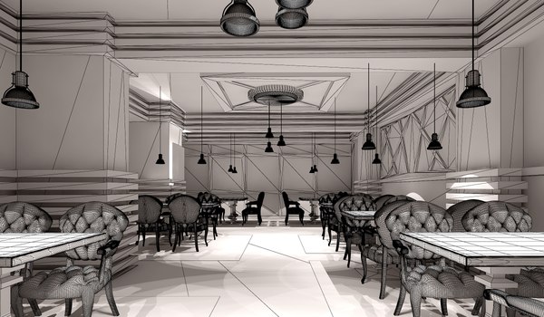 3d model of cafe interior