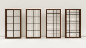 3D model Shoji- Traditional Japanese door window or room divider with translucent paper 2007 2