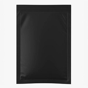 Matte Black Sachet Packaging Mockup 02 3D
