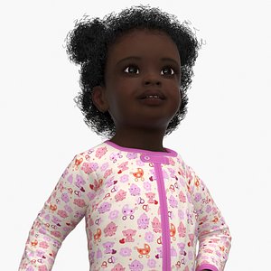Little Dark Skin Girl in Full Bodysuit Rigged for Cinema 4D