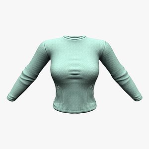 3D Green Spandex Stretch Sports Top With Pockets model