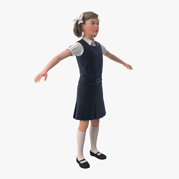 3d little school girl model