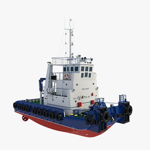 3d towing ship v-ray model