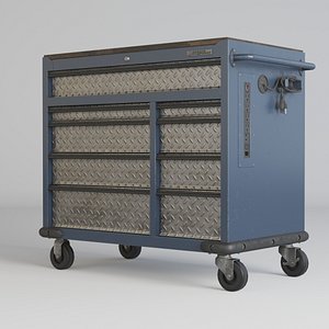 Mobile Tool Workbench With Solid Wood Top 4 PBR